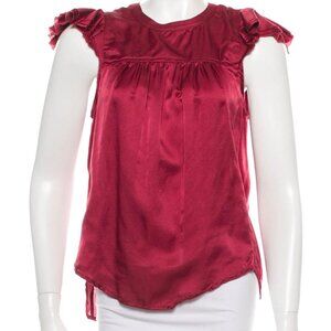 Étoile Isabel Marant Ruffled Cap-Sleeve Red Blouse S